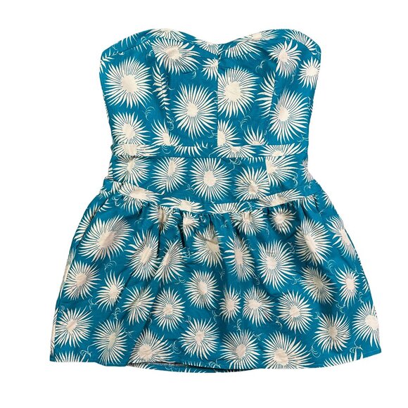 Milly of New York Blue White Floral Mini Dress Fit & Flare Women's Size 12 - Picture 1 of 6